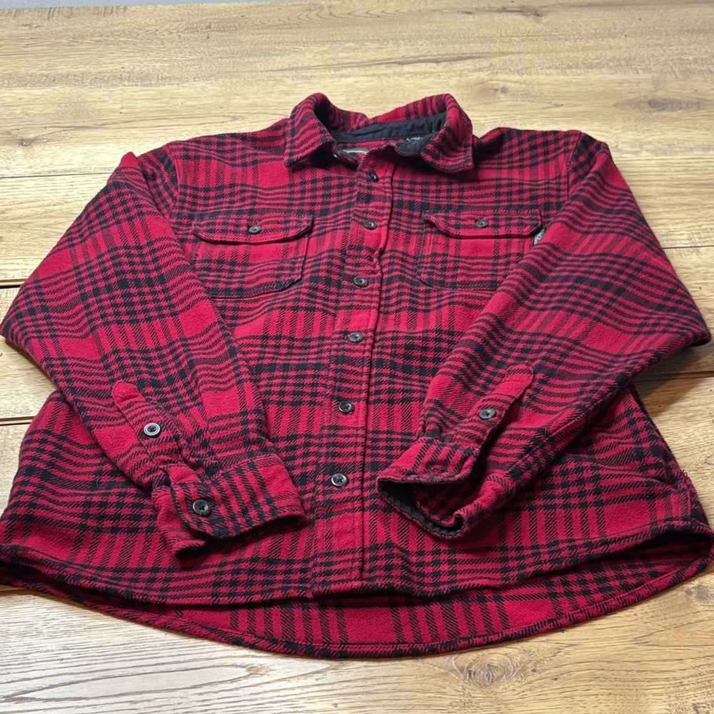 Men’s Woolrich Brawny Red Plaid Flannel Shacket Size Large